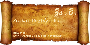 Zsikai Boglárka névjegykártya